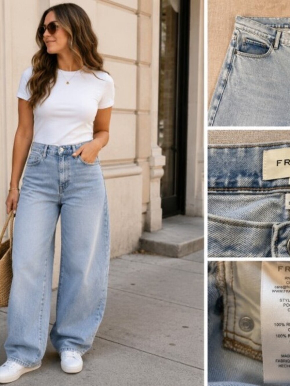 FRAME The Bubble Jeans 29 Outlaw Light Wash High Rise Barrel Leg 100% Cotton
